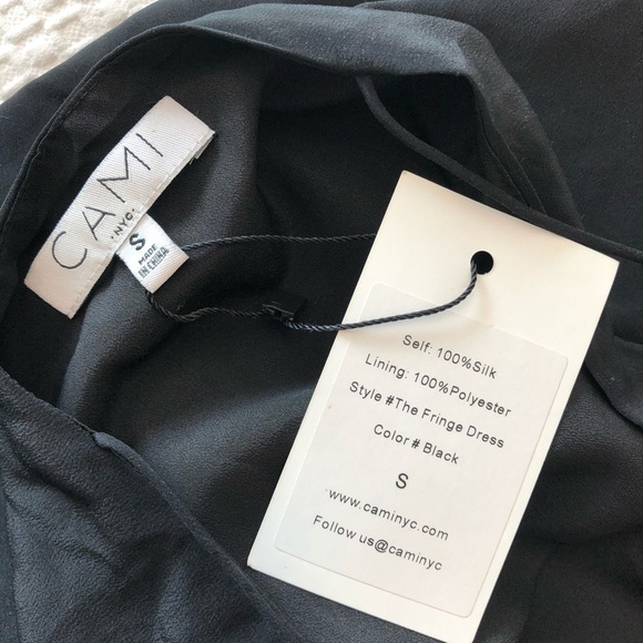 NWT CAMI NYC The Fringe Dress In Black Silk Size S - Picture 8 of 16